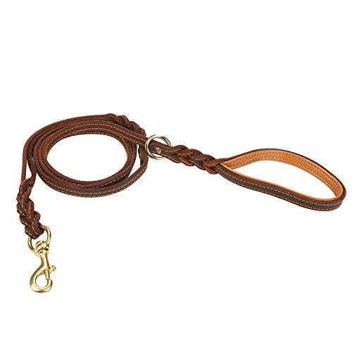 Pssopp Correa de Perro de Cuero Trenzado Correa de Perro de Cuero Trenzada Manijas Dobles de Cuero Genuino Correa de Perro Trenzada Correa de Entrenamiento para Perros de Servicio Pesado