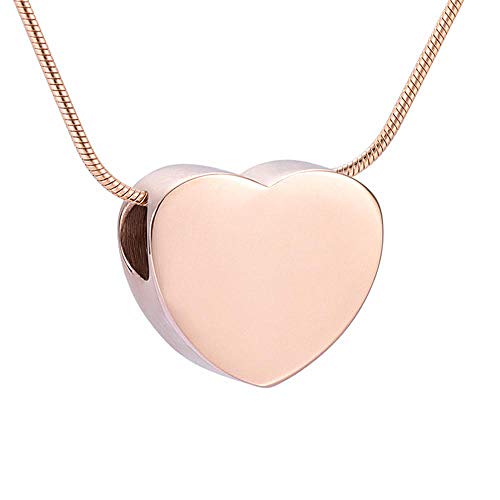 QFV Collar de urnas de Recuerdo de Ceniza de corazón pequeño en Blanco, Collar de urna Conmemorativa de Perro y Gato para Mascotas, Colgantes de joyería de cremación de Cenizas para Mujer