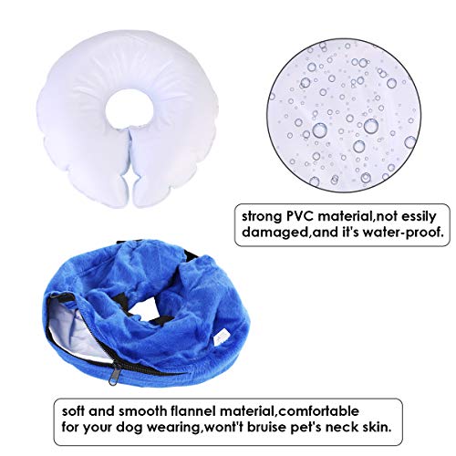 Qiraoxy Protector Suave Collar Inflable para Mascotas Perro Gato Protección de Curación de Heridas Collar de Seguridad para Mascotas Anti Mordedura Tela Exterior de Gamuza Cono para Gato