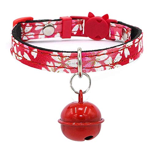 QNMM Collar de Mascota con Campana, Collar de Gato de Seguridad con separación Regalo Agradable de Mascota Regalo Actual Collar de Gato Campana (2 Piezas),Red
