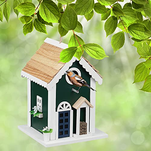Relaxdays Comedero Casa Pájaros, Caja Nido Aves Silvestres, Pajarera Colgante, 25, 5x18,5 cm, Casita Nidal Madera, Gorriones