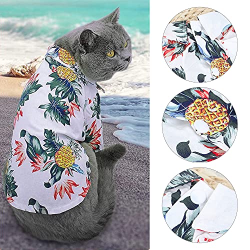 RoxNvm Camiseta de Verano para Perros, Camisas de Perro Hawaiano, Playera para Perros Estilo Resort de Playa, Ropa de Perro Transpirable de Moda para Cachorros, 2 Piezas, Azul y Blanco (Grande)