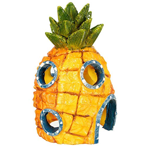 Sarari Piscis de resina con forma de piña y peces, decoración segura para el hogar, para paisajismo, acuario, accesorios