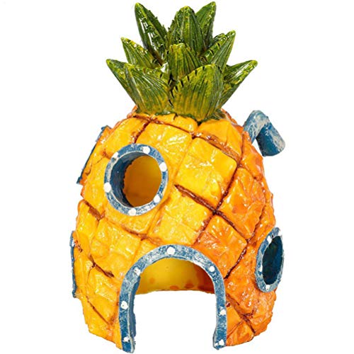 Sarari Piscis de resina con forma de piña y peces, decoración segura para el hogar, para paisajismo, acuario, accesorios