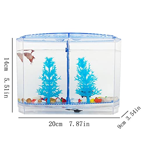 sararui Pecera Escritorio Transparente Plástico Bilateral Fighting Tanque Creativo Creativo con Cubierta Ornamental Tanque de Peces Pequeño Dorado Tanque de Pesca Inicio Pecera Pequeña