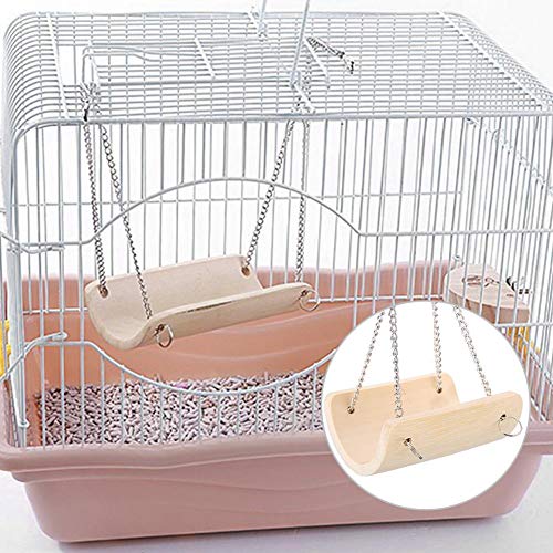 Sheens Pet Bamboo Hanging Hamster Swing Divertido Juguete con Bell Hamster Gerbil Rata Pequeño Loro Juguete Mini Puente Colgante Hamster Jaula Cama Accesorios Regalo Colgando Soporte Patio de Juegos