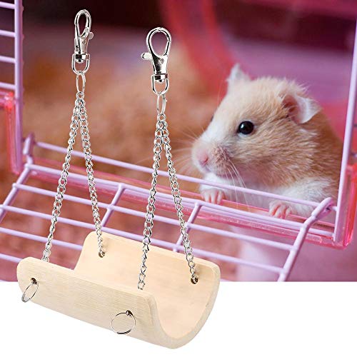 Sheens Pet Bamboo Hanging Hamster Swing Divertido Juguete con Bell Hamster Gerbil Rata Pequeño Loro Juguete Mini Puente Colgante Hamster Jaula Cama Accesorios Regalo Colgando Soporte Patio de Juegos