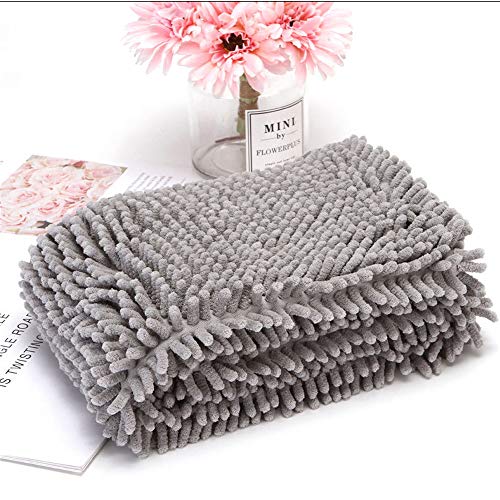 Skingwa Toalla de limpieza, multifuncional toalla de ducha para perros ultra absorbente microfibra Chenille perro baño seco toalla para aseo 13.8 x 31.5 cm (gris)