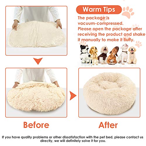 SlowTon Cama Calmante para Mascotas, Nido de Abrazos de Donas Felpa Suave y cálida Cojín Perro Gato con Cozy Sponge Fondo Antideslizante para Mascotas Pequeñas y Medianas Lavable a Máquina