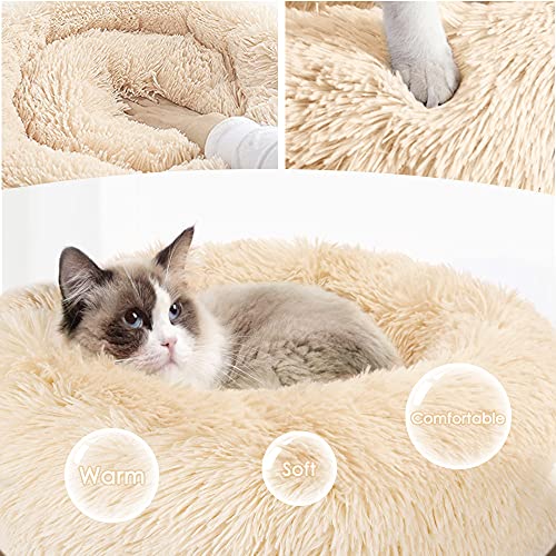 SlowTon Cama Calmante para Mascotas, Nido de Abrazos de Donas Felpa Suave y cálida Cojín Perro Gato con Cozy Sponge Fondo Antideslizante para Mascotas Pequeñas y Medianas Lavable a Máquina