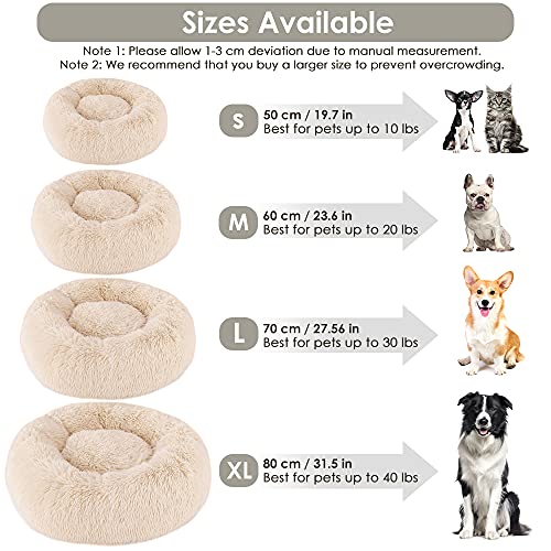 SlowTon Cama Calmante para Mascotas, Nido de Abrazos de Donas Felpa Suave y cálida Cojín Perro Gato con Cozy Sponge Fondo Antideslizante para Mascotas Pequeñas y Medianas Lavable a Máquina