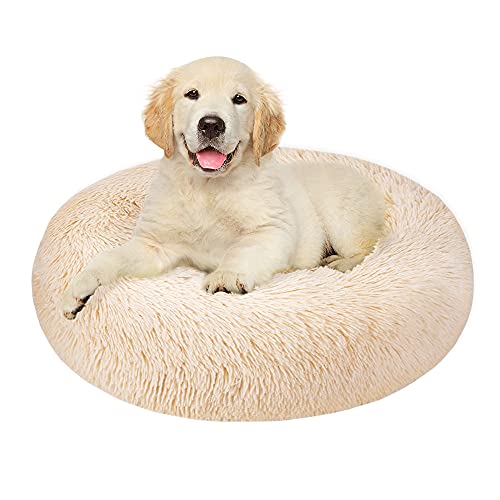 SlowTon Cama Calmante para Mascotas, Nido de Abrazos de Donas Felpa Suave y cálida Cojín Perro Gato con Cozy Sponge Fondo Antideslizante para Mascotas Pequeñas y Medianas Lavable a Máquina
