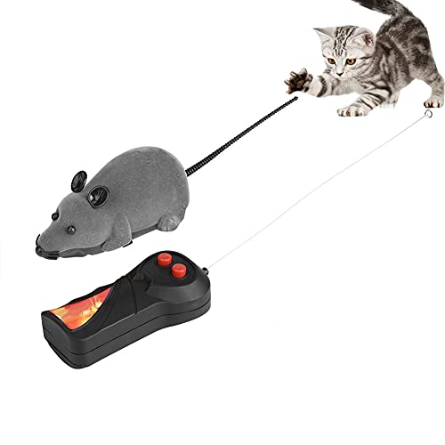 Smandy Ratones y Juguetes de Animales, Control Remoto inalámbrico RC Rat Mouse Toy para Cat Dog Pet(Gris)