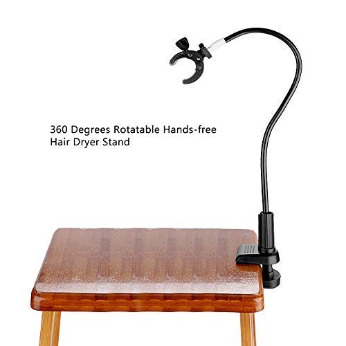 Soporte para secador de pelo para mascotas, rotación de 360 grados manos libres soporte para secador de pelo de aleación de aluminio cuello de cisne para perro gato mesa de aseo