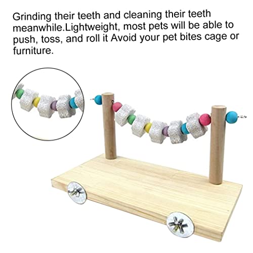 Sraeriot Pet BEOD ENDGES Chinchilla Hamster Parrot Plataforma de Madera con Piedras de Pulido de Dientes Pequeño Animal Pequeño Juguete Chew, Pet Leds De Madera