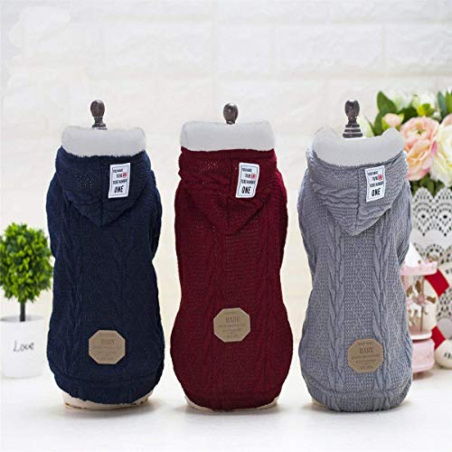Suéter para Perros Ropa Sudadera con Capucha Suéter de Lana Gorra Invierno Cálido Suéter de Cuello Alto Abrigo de Lana para Perro Pequeño Mediano Gato