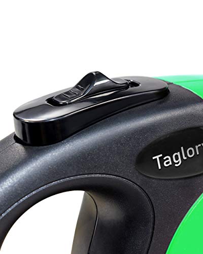 Taglory Correa Extensible Perro medianos y pequeño, Cuerda para Perros retractil, Nylon Fuerte Adecuado para Perros de hasta 20 kg, sin enredo y manija Antideslizante (5m (16ft), Verde)