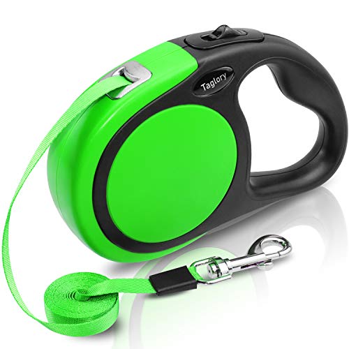 Taglory Correa Extensible Perro medianos y pequeño, Cuerda para Perros retractil, Nylon Fuerte Adecuado para Perros de hasta 20 kg, sin enredo y manija Antideslizante (5m (16ft), Verde)