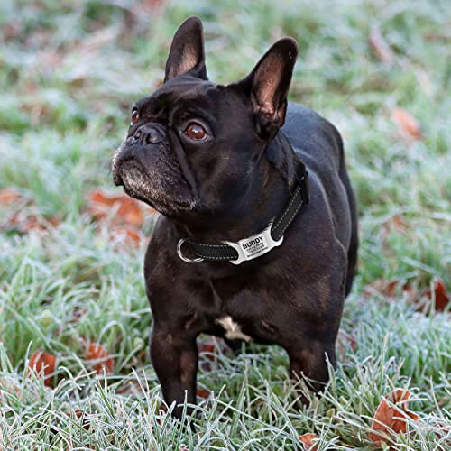 TagME Collar Perro Ajustable,Collar Nylon Reflectante,para Caminar Correr Entrenamiento,para Cachorro,Negro,1.0cm De Ancho