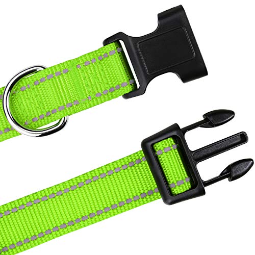TagME Collar Perro Ajustable,Collar Nylon Reflectante,para Caminar Correr Entrenamiento,para Cachorro,Verde,1.0cm De Ancho