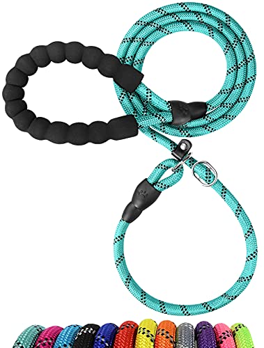 TagME Reflectante Correa Perro Adiestramiento,Correa Retriever,Correa de Entrenamiento,Correa Ajustable Perro Grande,Ø12mm x 185cm,Azul Verdoso