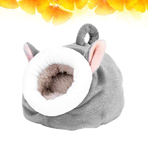 TEHAUX Mini hámster algodón nido erizo felpa dormir cama invierno cálido nido mascota suministros para mascotas (gris) nido de hámster