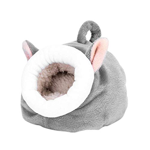 TEHAUX Mini hámster algodón nido erizo felpa dormir cama invierno cálido nido mascota suministros para mascotas (gris) nido de hámster