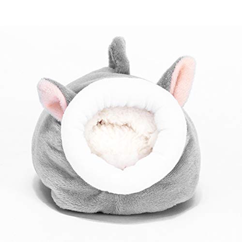 TEHAUX Mini hámster algodón nido erizo felpa dormir cama invierno cálido nido mascota suministros para mascotas (gris) nido de hámster