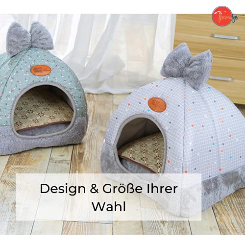 thematys Colchoneta Material de Felpa Cama de Almohada Lavable y Resistente a los arañazos para Perros y Gatos (M, Azul)