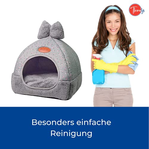 thematys Colchoneta Material de Felpa Cama de Almohada Lavable y Resistente a los arañazos para Perros y Gatos (M, Azul)