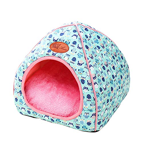 thematys Colchoneta Material de Felpa Cama de Almohada Lavable y Resistente a los arañazos para Perros y Gatos (M, Azul)