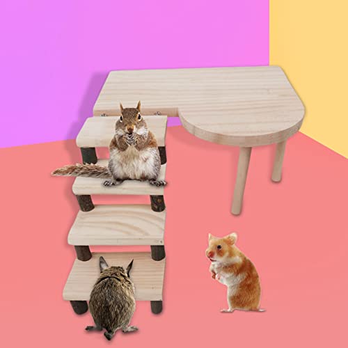 TISHITA Plataforma de Madera para hámster con escaleras, Jaula para paisajismo, Juegos de Escalada para Mascotas pequeñas, ratón, Enano, hámster, Conejillo de