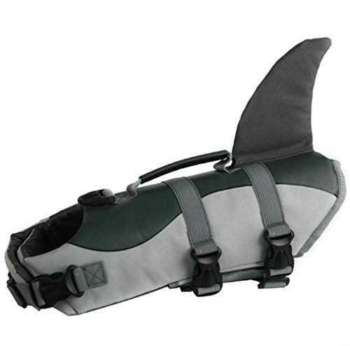 TL Chaleco Salvavidas Profesional para Mascotas, para Natación, Cosplay, Entrenamiento, con Mango de Asistencia, Sirena y Tiburón
