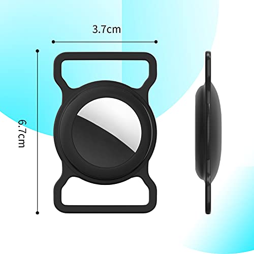 TOCYORIC Funda Protectora de Silicona para Apple Airtag, Accesorios Ajustables de Seguimiento GPS Antipérdida para Collar de Mascotas, 4 Unidades, Negro