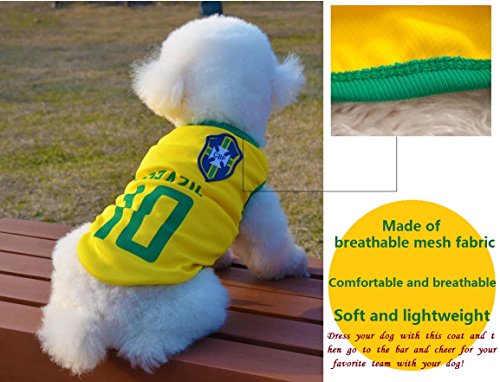 Trajes Perro Disfraz Gato Ropa para Perros Camiseta Fútbol Copa del Mundo FIFA Copa de Europa Jersey Brasil (S, Amarillo)
