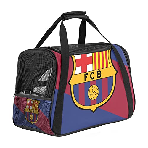 Transportador de mascotas Color Bandera Fo Barcelona Emblema suave cara transportadores de viaje para gatos, perros cachorros comodidad portátil plegable bolsa de mascotas aprobada por aerolínea