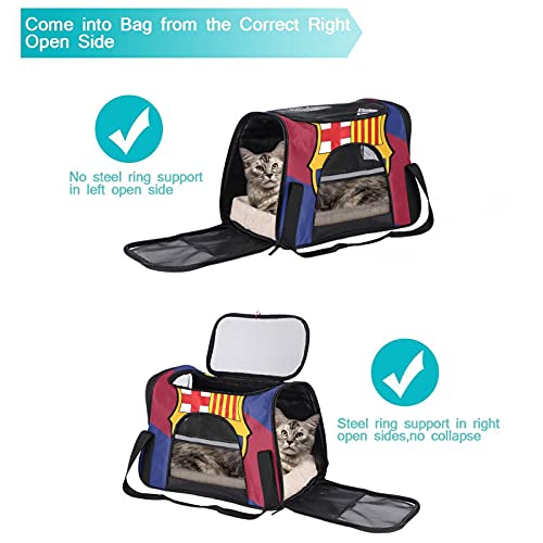 Transportador de mascotas Color Bandera Fo Barcelona Emblema suave cara transportadores de viaje para gatos, perros cachorros comodidad portátil plegable bolsa de mascotas aprobada por aerolínea