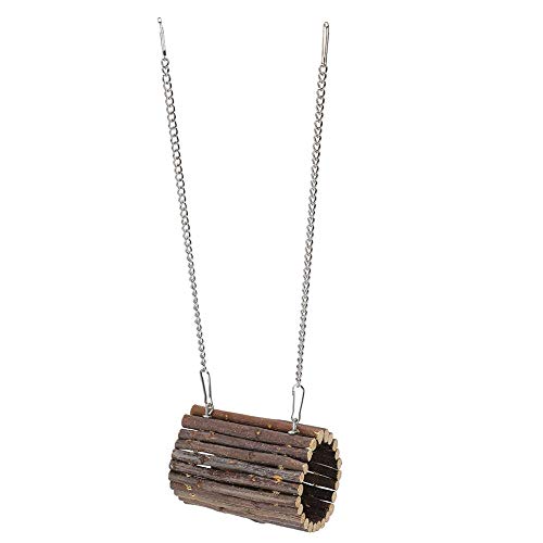 Túnel de hámster, hámster Tubo de ejercicio de madera natural Juguetes para masticar Puente de túnel colgante Jaula de animales pequeños Juguetes de escondite(Tipo de doble uso de cadena de gancho)