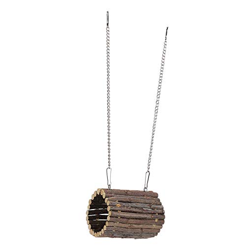Túnel de hámster, hámster Tubo de ejercicio de madera natural Juguetes para masticar Puente de túnel colgante Jaula de animales pequeños Juguetes de escondite(Tipo de doble uso de cadena de gancho)