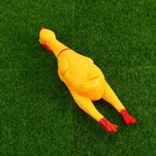 UKCOCO Juguetes de Pollo Que Ruge- Forma de Pollo sin Pelo de Goma Amarilla Chirriante Juguete de Pollo Divertido Juguete de Novedad de Broma para Niños/Mascotas