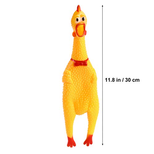UKCOCO Juguetes de Pollo Que Ruge- Forma de Pollo sin Pelo de Goma Amarilla Chirriante Juguete de Pollo Divertido Juguete de Novedad de Broma para Niños/Mascotas