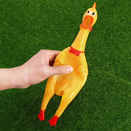 UKCOCO Juguetes de Pollo Que Ruge- Forma de Pollo sin Pelo de Goma Amarilla Chirriante Juguete de Pollo Divertido Juguete de Novedad de Broma para Niños/Mascotas
