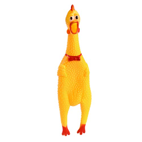 UKCOCO Juguetes de Pollo Que Ruge- Forma de Pollo sin Pelo de Goma Amarilla Chirriante Juguete de Pollo Divertido Juguete de Novedad de Broma para Niños/Mascotas