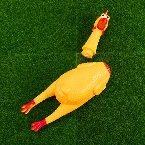 UKCOCO Juguetes de Pollo Que Ruge- Forma de Pollo sin Pelo de Goma Amarilla Chirriante Juguete de Pollo Divertido Juguete de Novedad de Broma para Niños/Mascotas