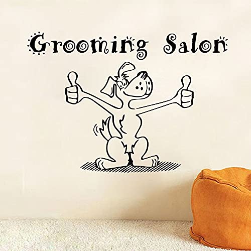 Usmnxo Peluquería para Perros, Tienda de Mascotas, Ventana, Pegatina para Pared, Mascota, Cachorro, peluquería, salón, Pegatina de Pared de Vidrio para Tienda de Mascotas, Vinilo 112x58cm