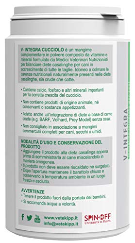 V-Integra Cane Cucciolo Vetekipp Cachorro de Perro - Alimento Mineral para la Dieta casera del Cachorro de Perro - 200 g