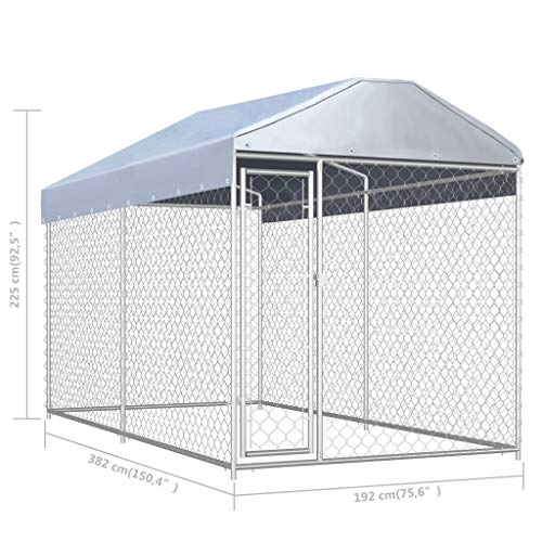 vidaXL Perrera de exterior con toldo 382x192x235 cm