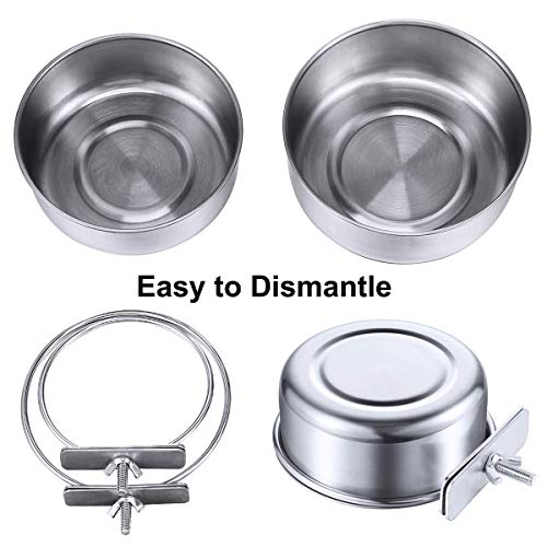 wegreeco 2 Tazas para Platos de alimentación de pájaros, Tazas de Acero Inoxidable para alimentación de Loros,para alimentador de Plato de Comida de Agua de Loro de pájaro