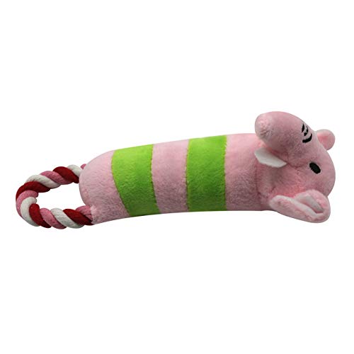 wirlsweal Mascota Perro Gatos Cachorro algodón Cuerda Ganado Caballo Elefante Peluche muñeca chillido Mastic Rosa