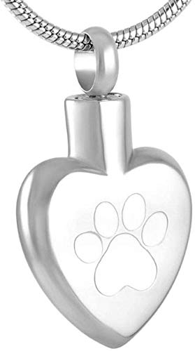 Women Men Pet Heart shape Cremation urn necklace Paw Print Dog Cat Pet Urn Pendant for Ashes Memorial Cremation Jewelry